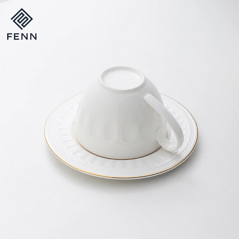 Оптовая продажа, кофейный чайный набор белого цвета, керамическая кофейная чашка и блюдце