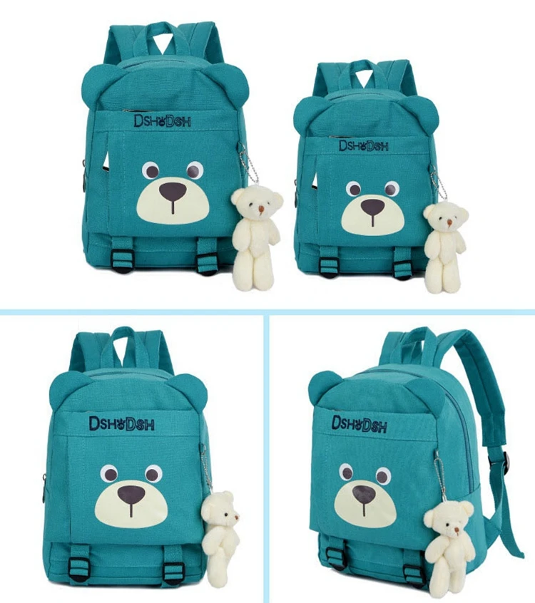 New design funny kids backpack with bear doll primary school students backpacks school bags for children