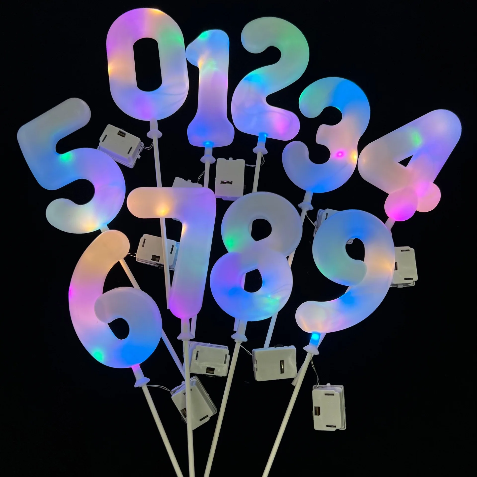 Factory Wholesale Led Cake Topper With Light Digital Baking Dessert Decoration Flower Birthday Toppers