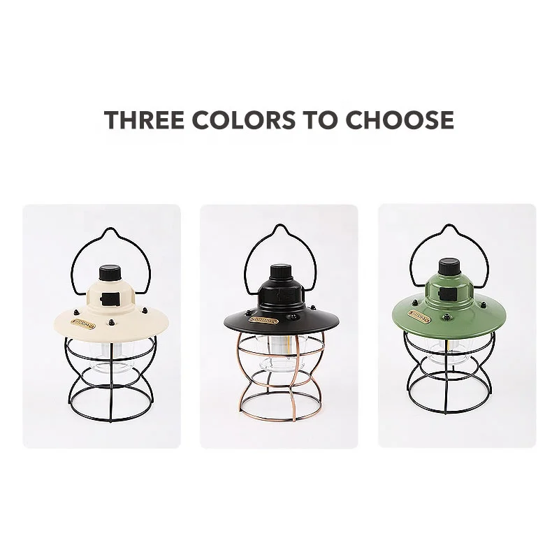 Outdoor Metal USB Rechargeable Vintage Led Camping Lantern with Power Bank