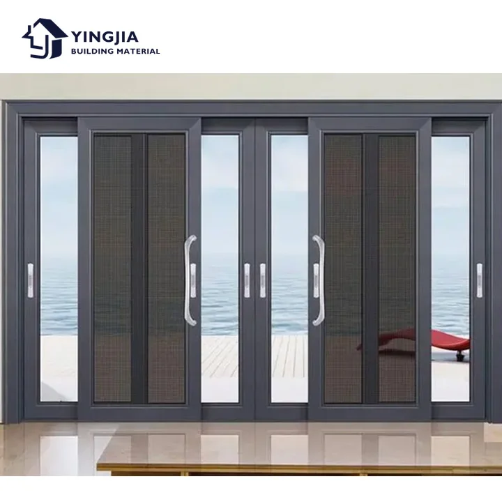 Waterproof aluminum alloy three tracks narrow sliding glass doors slim frame luxury American Nfrc sliding door