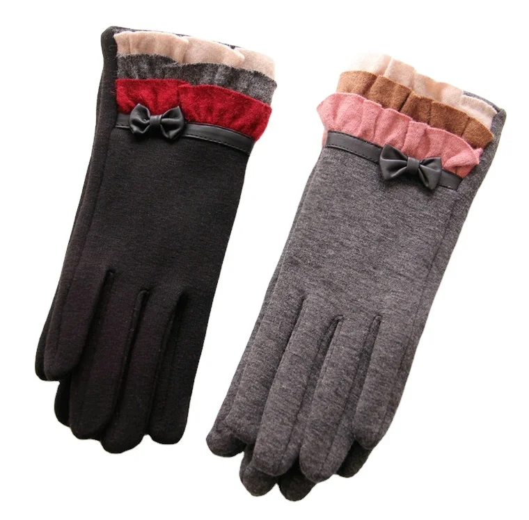 Женские шерстяные перчатки, зимние ветрозащитные шерстяные перчатки для сенсорного экрана телефона