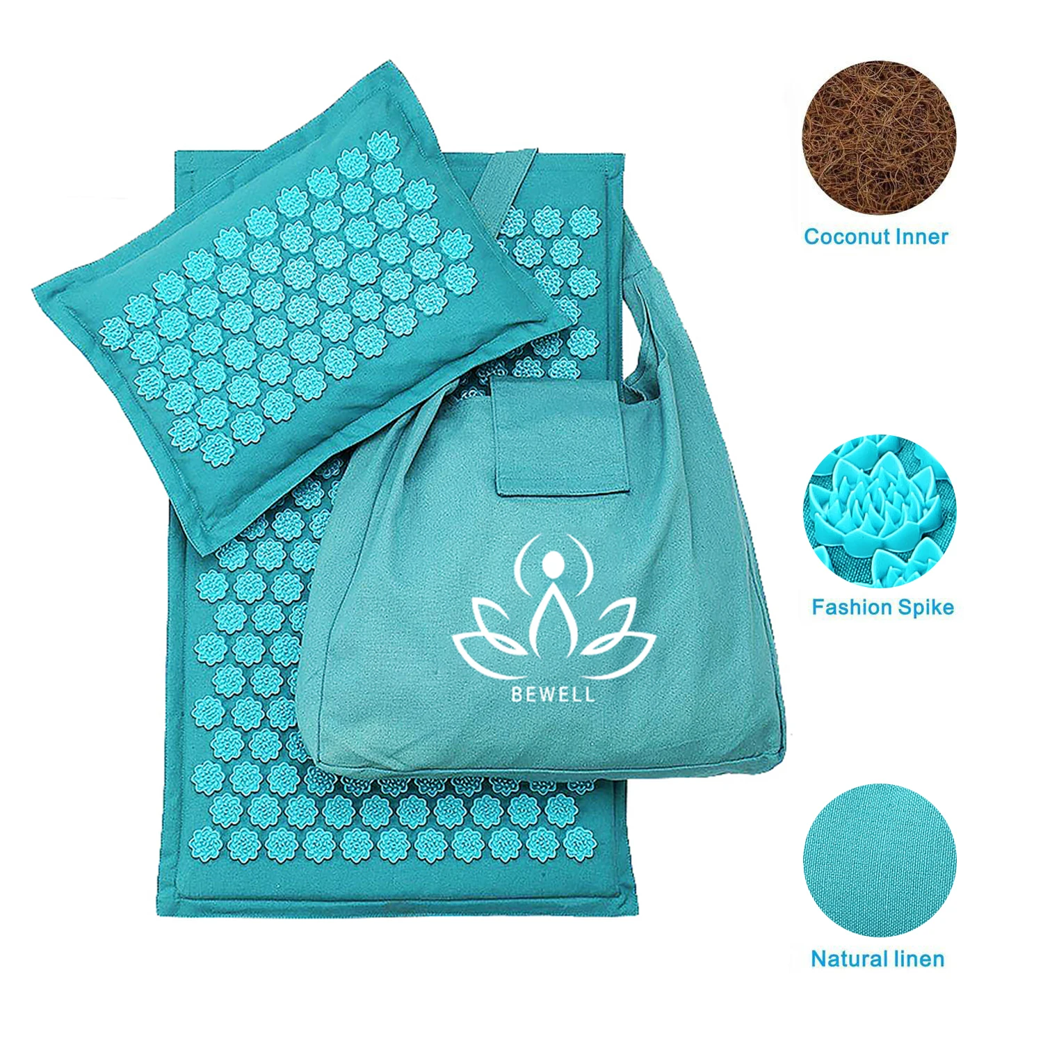 
Gillot Custom Logo Comfortable Eco Friendly Coconut Filled Lotus Accupressure Foot Body Massage Mat and Pillow Set 