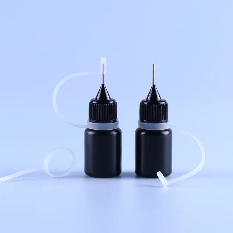 5ml 10ml 15ml 20ml 30ml 50ml black paint ink super glue packaging metal needle nozzle HDPE bottle