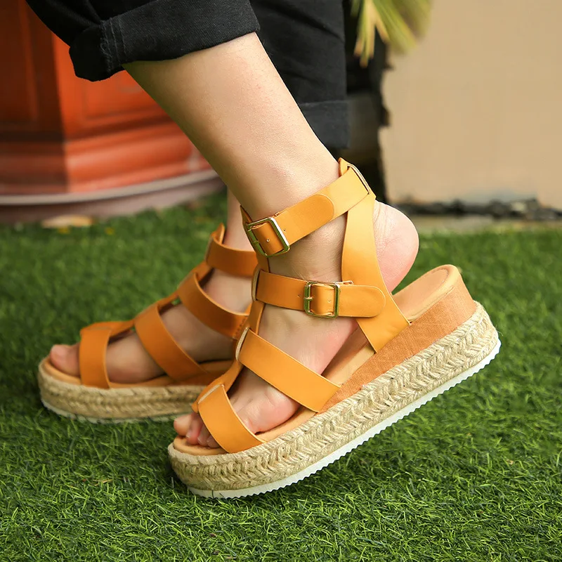 New Summer adult Shoes Large Size Foreign trade Fashion flat shoes Round head Lightweight woman sandals