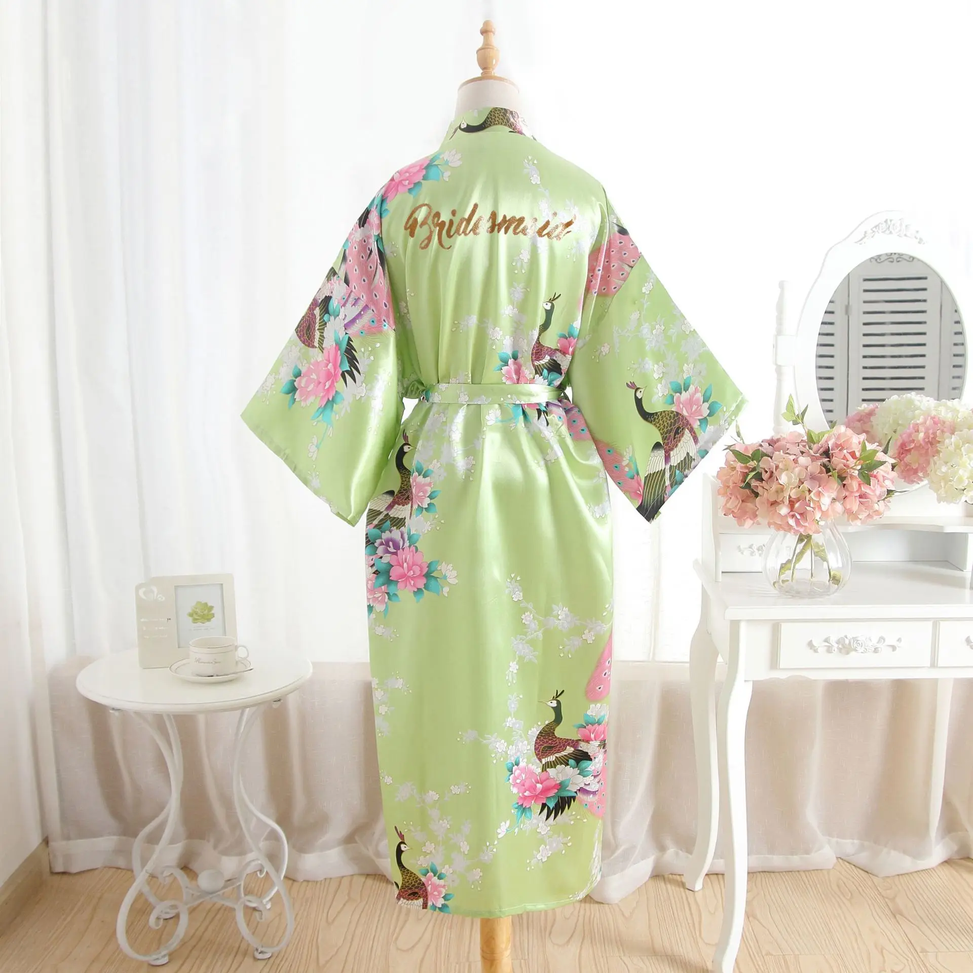Fashionable dressing gown Floral Robe Bridesmaid bathrobe wedding pajama silk ladies printing Robe