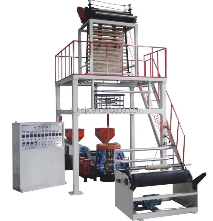 SJ45/50-800 ABA type 2 screw co-extrusion 3 layers HDPE LDPE LLDPE film blowing machine