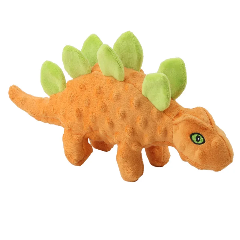 Fast Shipping Custom 33CM Green Blue Dinosaur Design TPR Rubber Ball Inside Pet Plush Dog Soft Weighted Squeaky Chew Toy