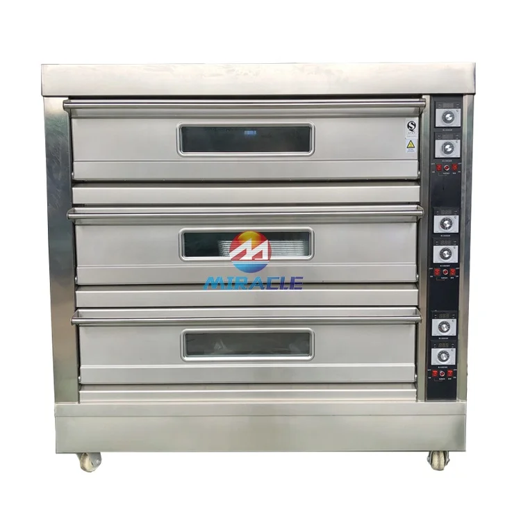 3 Deck 6 Trays Gas Power Bakery Baking Deck Oven Machine For Sale