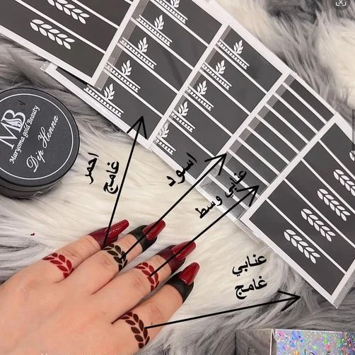 Mehndi finger dip henna stencil nail art stamp 10ml henna polish  wholesale or customize for wedding party wholesale henna