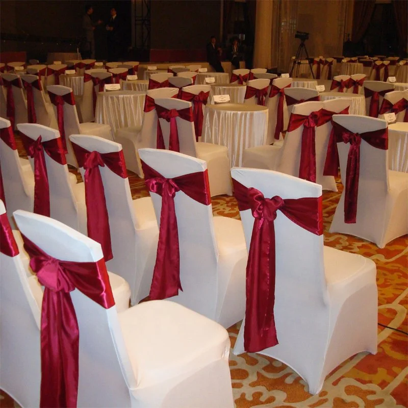 Недорогие королевские розовые золотые бордовые банкетные вечеринки домашние атласные повязки на стулья для свадьбы