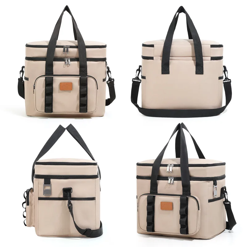 Large Capacity Outdoor Cooler Bag Thickened Aluminum Foil Insulation Bag Picnics Camping Oxford Fresh-keeping Food Lunch  Bag