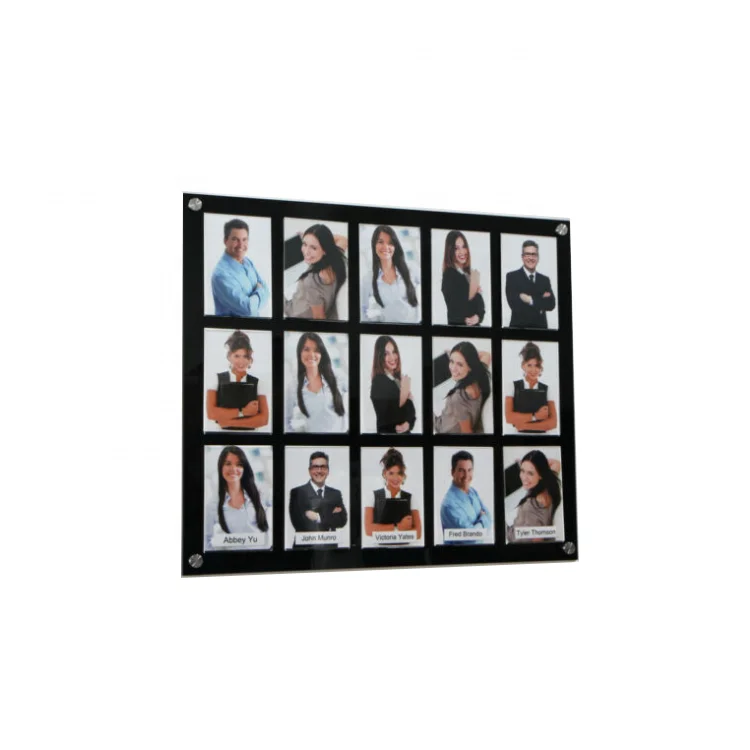 Acrylic Photo Display Board with Name Pocket 2x3inch Pocket Board Plexiglass Notice Display Custom Office Staff Photo Pocket