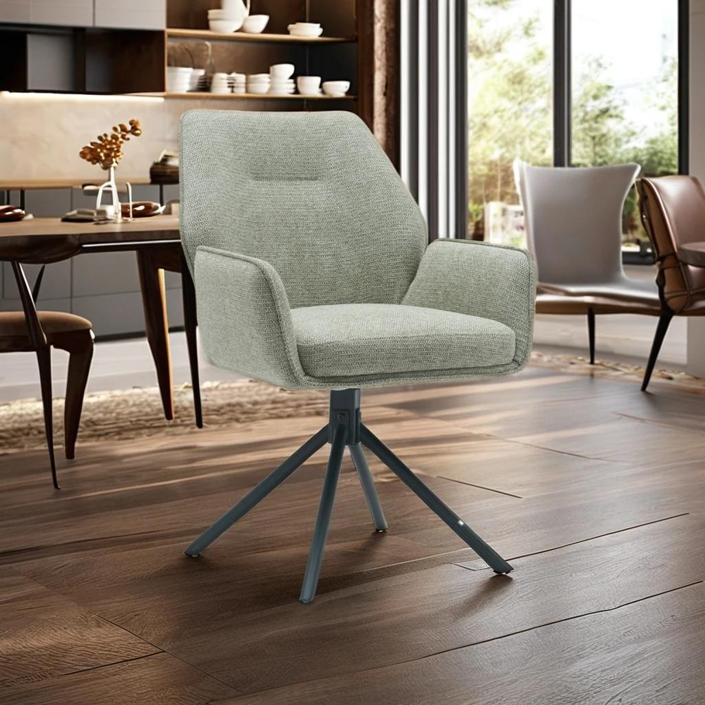 Modern Design Teddy Velvet Dining Chair with Swivel Base Soft Seat and Arms PC Material for School or Restaurant Use