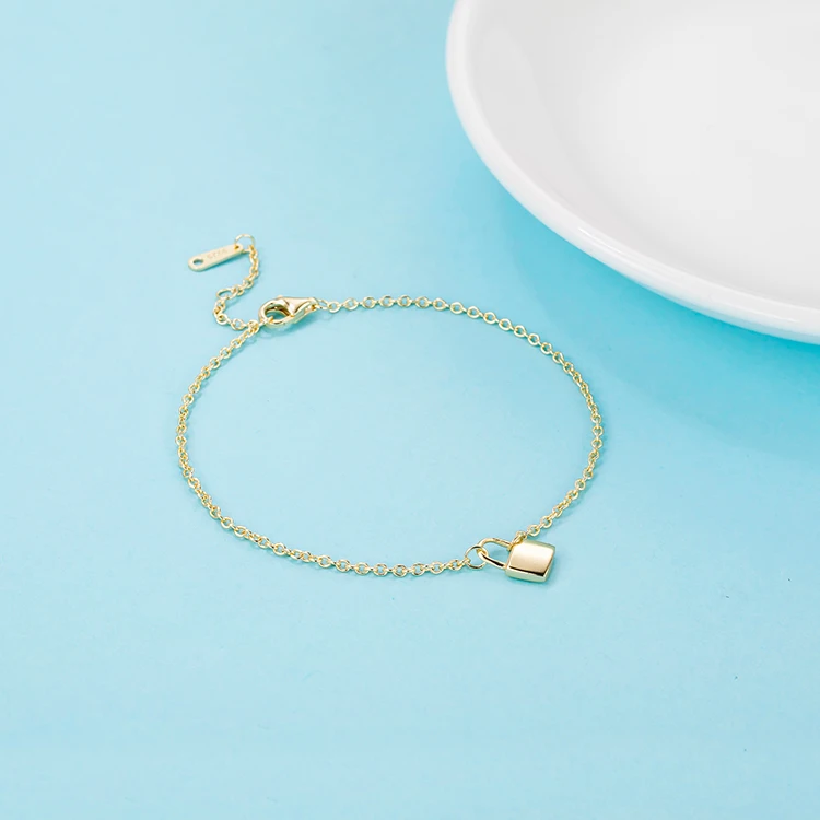 Ювелирные изделия из стерлингового серебра 925 пробы в форме замка, подарок на день Святого Валентина, позолоченная цепочка, браслет на лодыжку