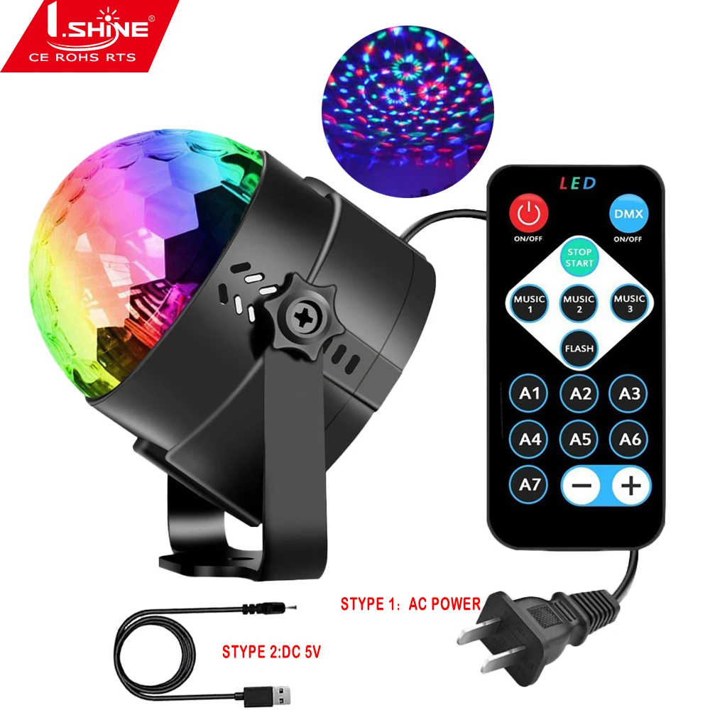 Remote Control Dj Lighting Rotating Hanging Disco Light Mini USB Stage Laser Led Disco Light for House Party