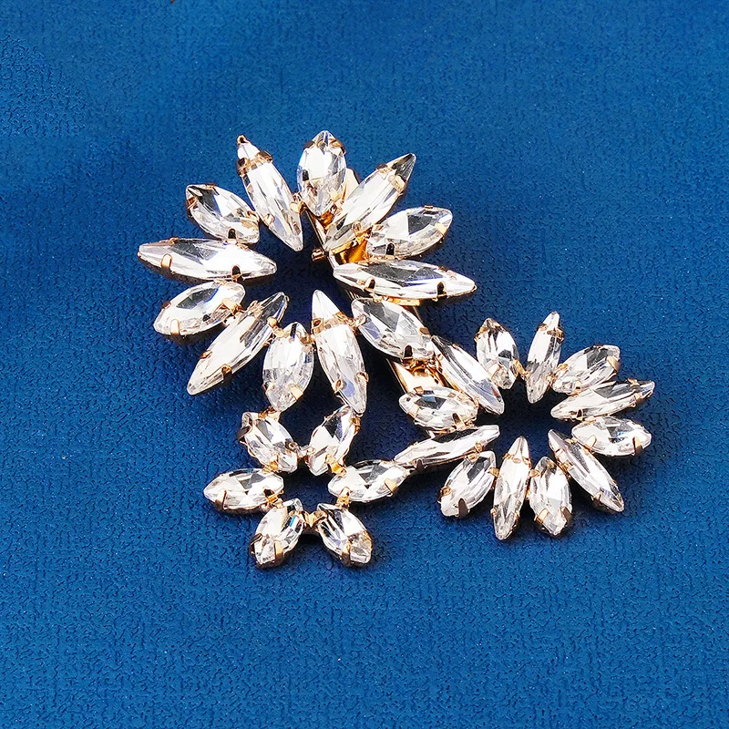 New Design Bridal Hair Accessories Crystal Flower Hair Pins Handmade Wedding Headdress Rhinestone Barrette Hair Clips