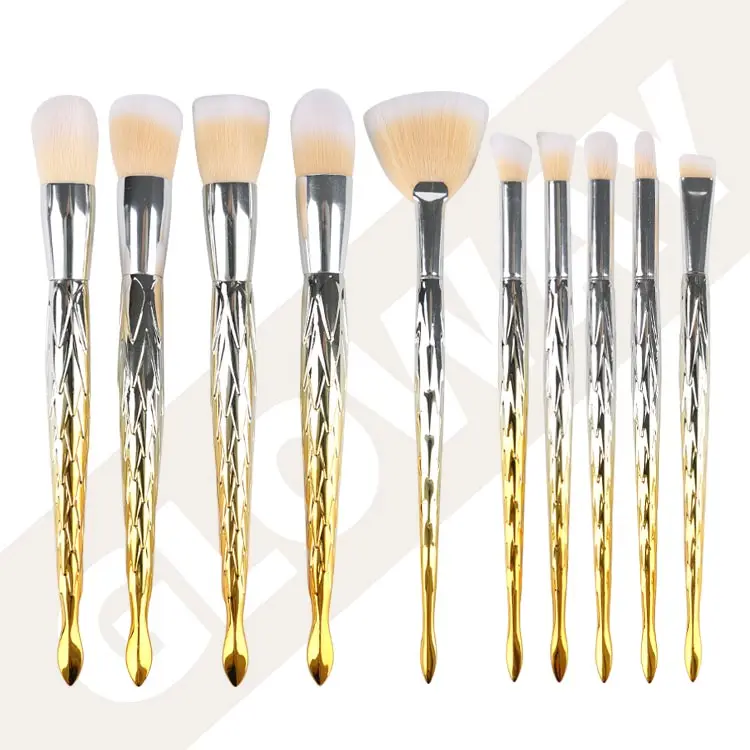 10pcs yellow Corn Pencil Beautiful Makeup Brush Kit Diamond Handle Makeup Brush Sets For Foundation Powder Blush Eyeshadow