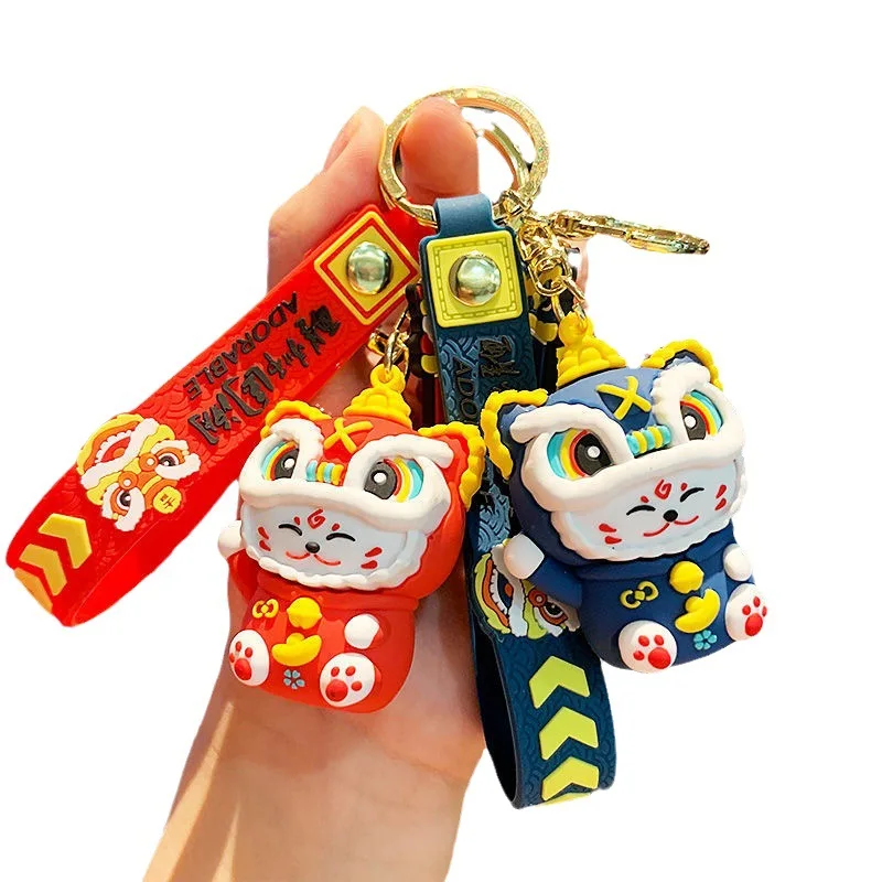 Totoro Dragon lion charm cat cute keychain Tiger small pendant Dragon Year doll cartoon bag hanging decoration key chain