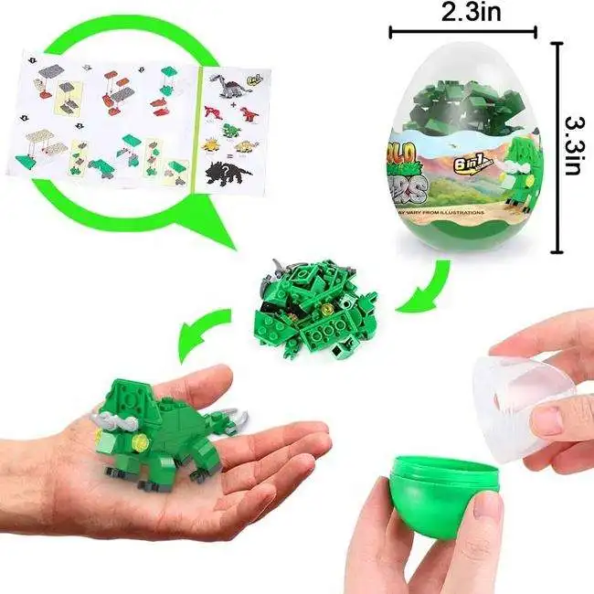 6 Types Building Block Dinosaur Egg Capsule 6in1 DIY Assemble Toys Kit Animal Model Surprise Egg Education Fun for Kids