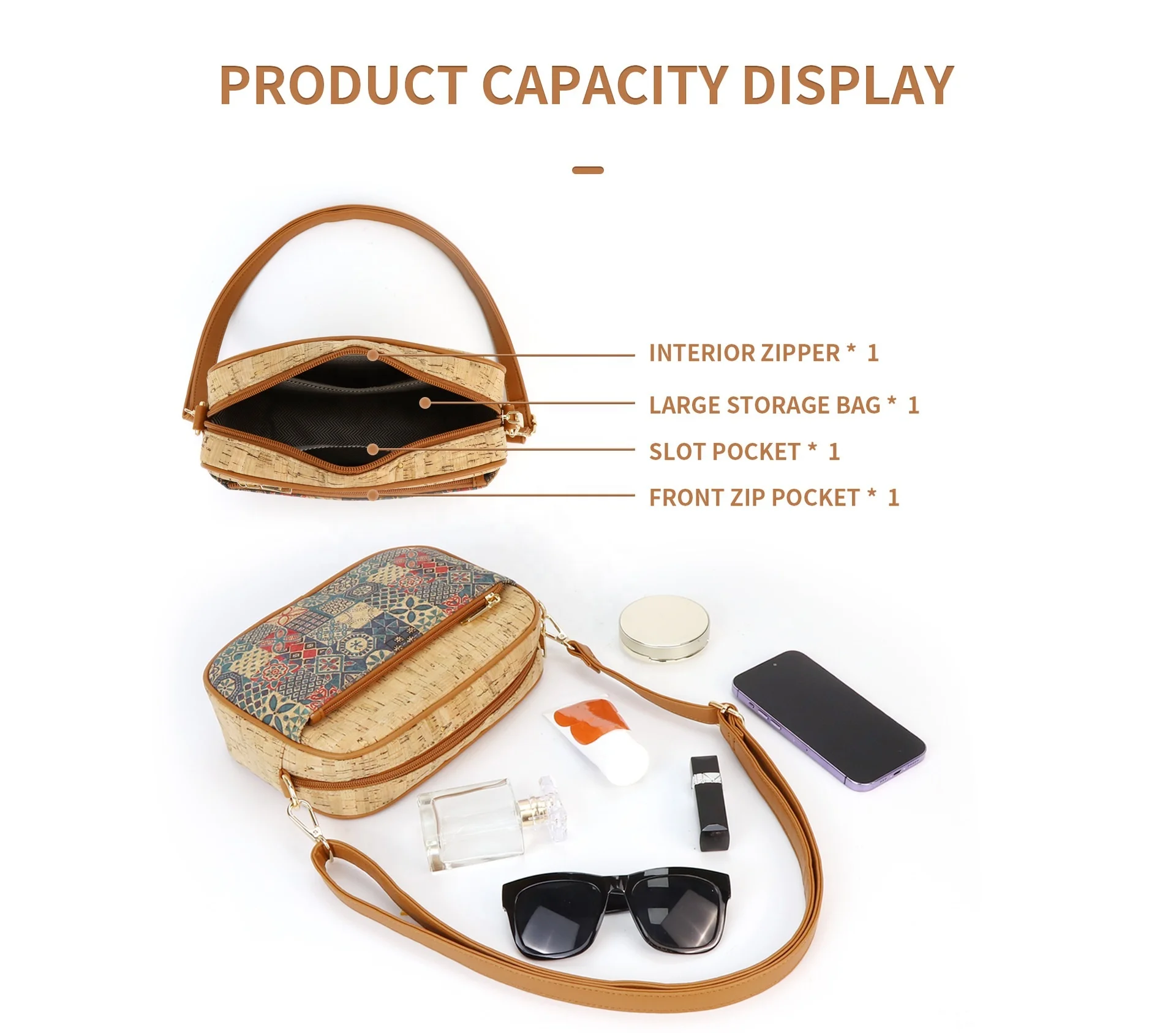 WS23 crossbody bag Chinese national wind characteristic shoulder bag Custom Design Ladies Purses Handbags Fashionable Cork