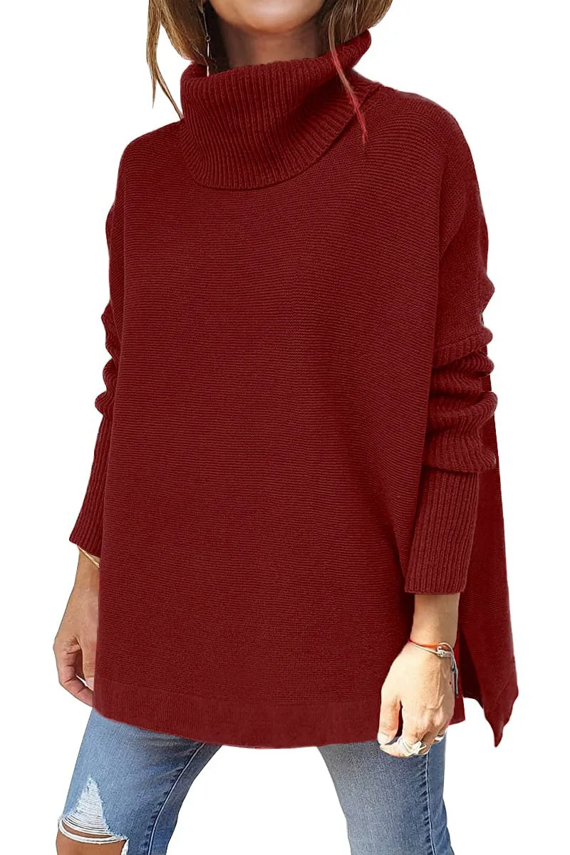 Oversized Pullover Knitted Sweater Women Knitted Pullover Tops For Ladies Casual Sweaterwomen Knitting Bat Sleeve Sweater