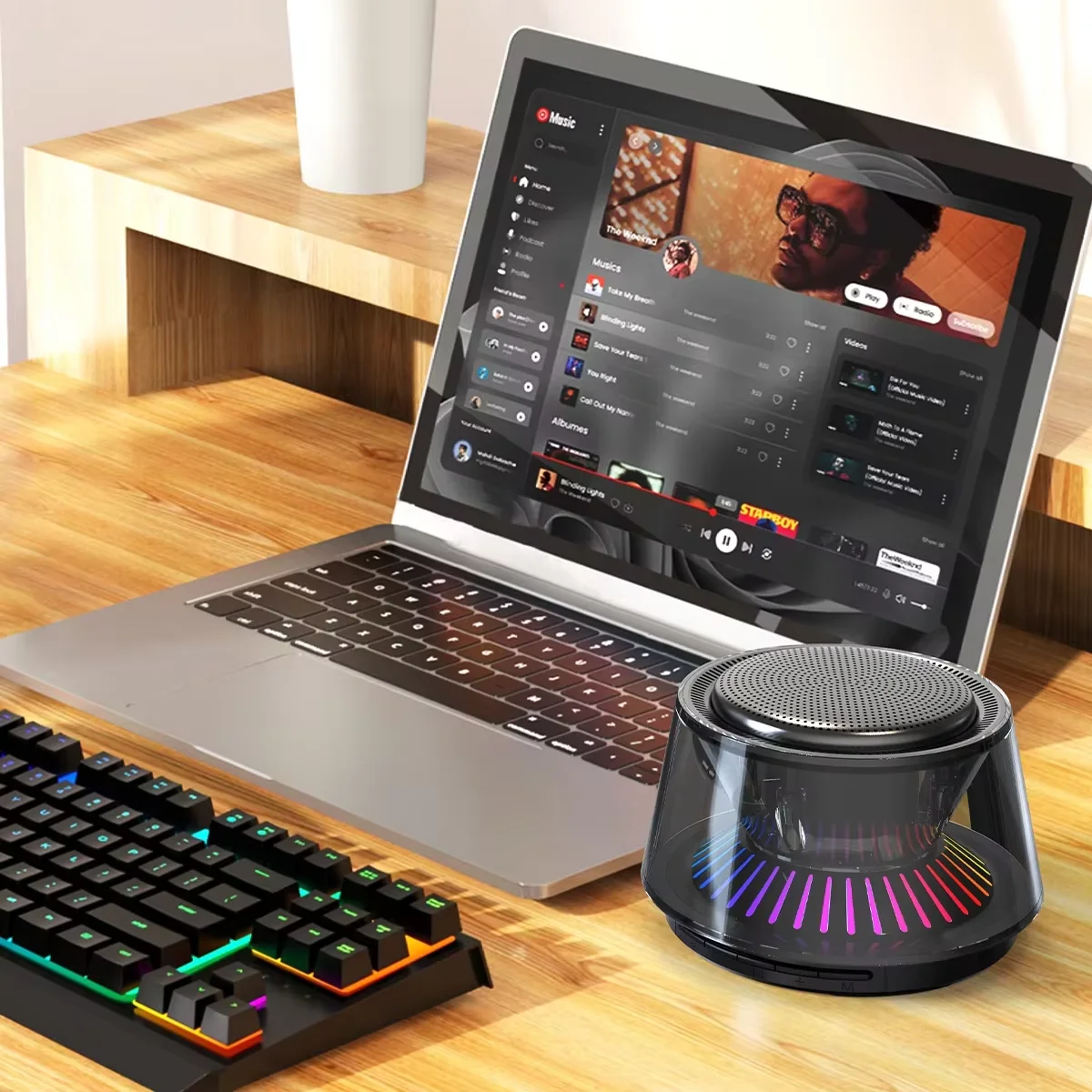 Atmospheric Smart Control Mini Wireless Bluetooth Speaker Waterproof Outdoor Use for Mobile Phones and Audio Players with Light