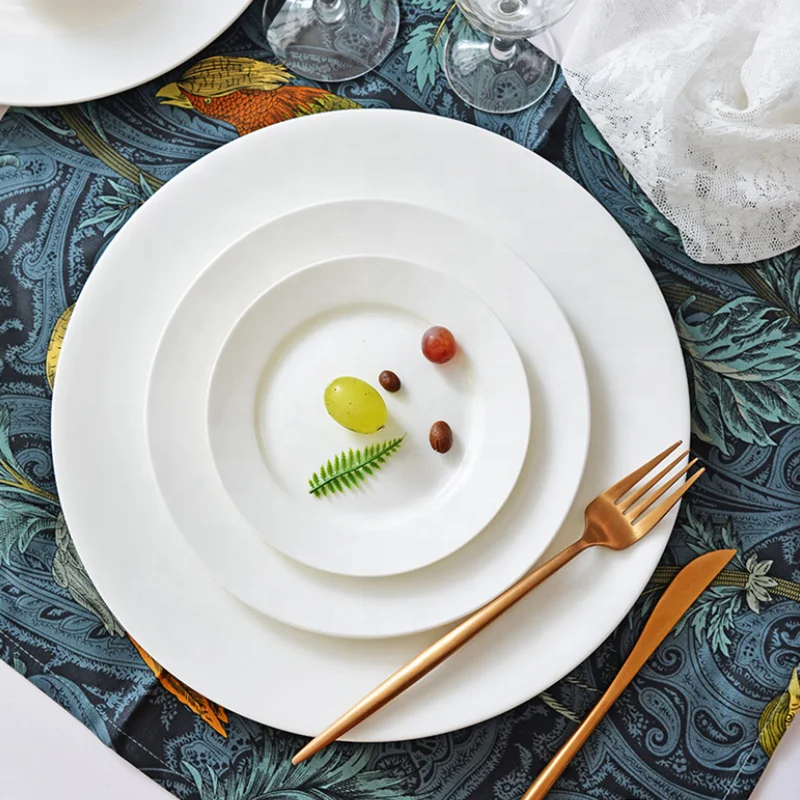 Wholesale Ceramic Dinner Plates White Porcelain  Dishes Plates Bone China charger plates  for home hotel restaurant