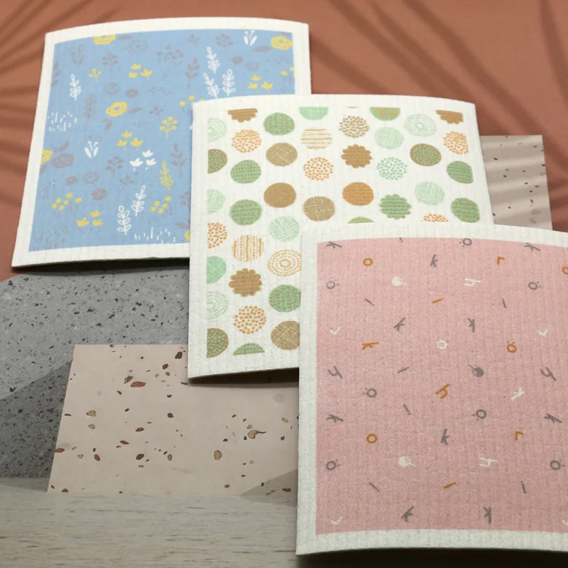 Eco-Friendly colorful Wood Pulp dish cloth Cellulose dishcloth cotton