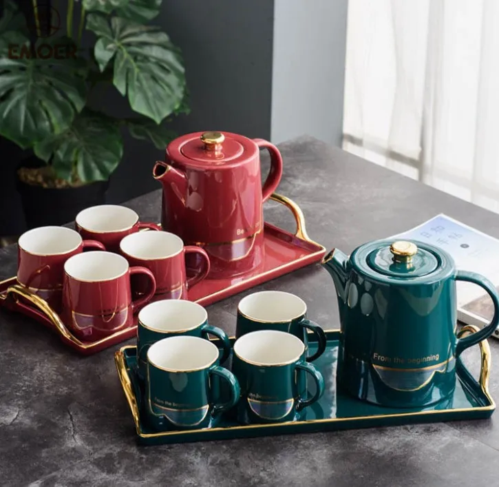 Ceramic Coffee Cup Mugs and pot set , European  Luxury Afternoon Tea Set