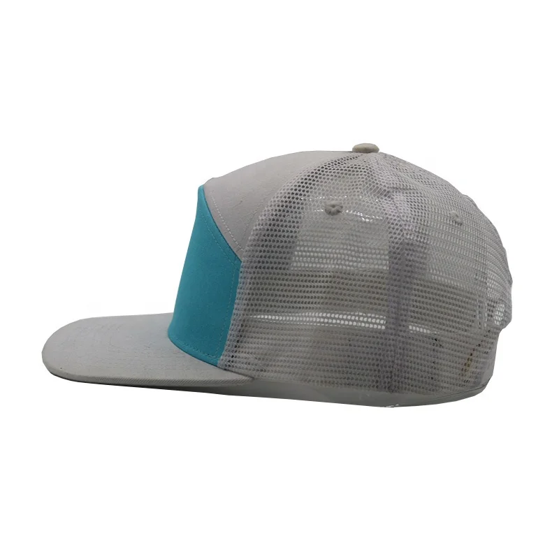 OEM Factory Two Tone Breathable Spring And Summer Flat Brim Blank Adjustable Versatile Trucker Hat With Custom Logo