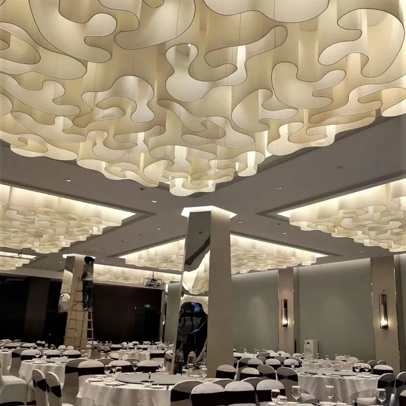 Chandelier manufacture elegant fabric wave pattern decoration Chandeliers For Hotel Ballroom