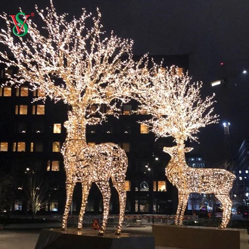 Large 3D Christmas Decoration Lovely Deer Led Street Motif Light
