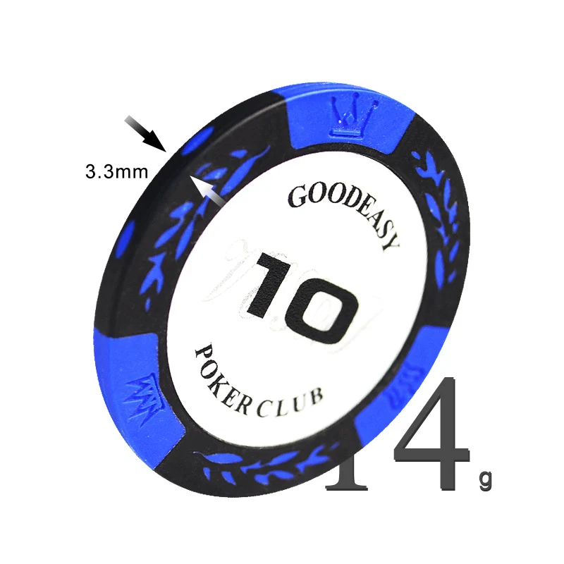 Round Poker Chips Personalizzate Original Blank Sticker Custom Plastic China Clay Poker Chips With Removable Ball Marker Coins