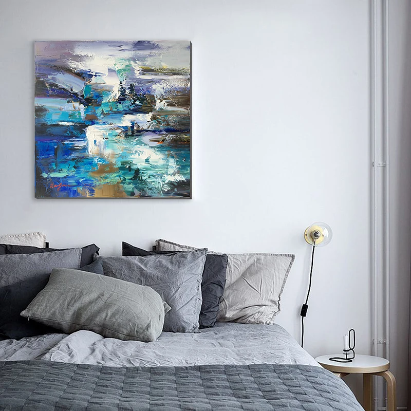 Modern blue water ripple canvas hand painted oil painting