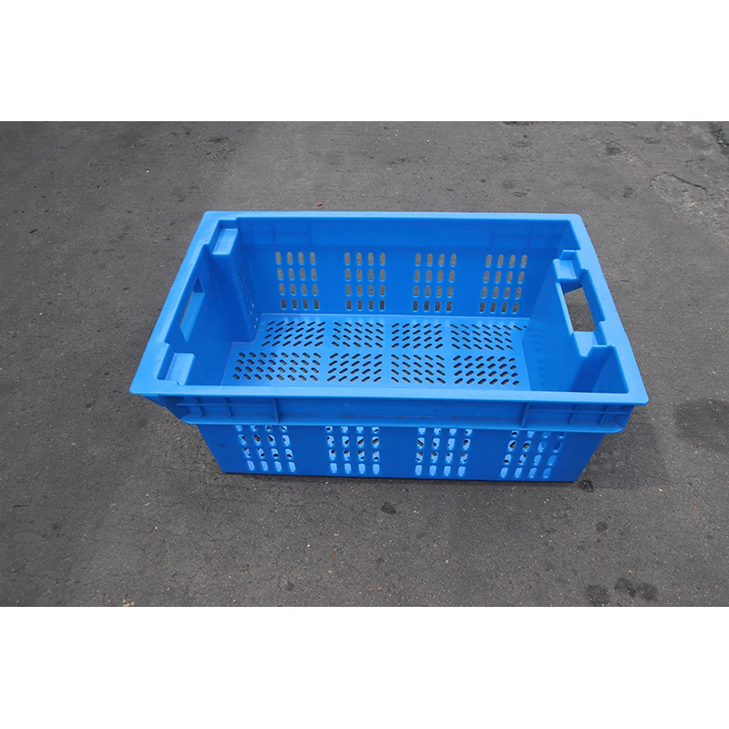 LK600-205 Heavy Duty Plastic Crate Foldable and Stackable Dislocation Box with Mesh and Solid Styles Basket Design for Storage
