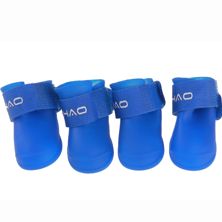 Kingtale Cute Waterproof Non-slip Rain Boots Dog Shoes Rubber Dog Apparel Pet Clothes Raincoats Print Portable Premium Silicone