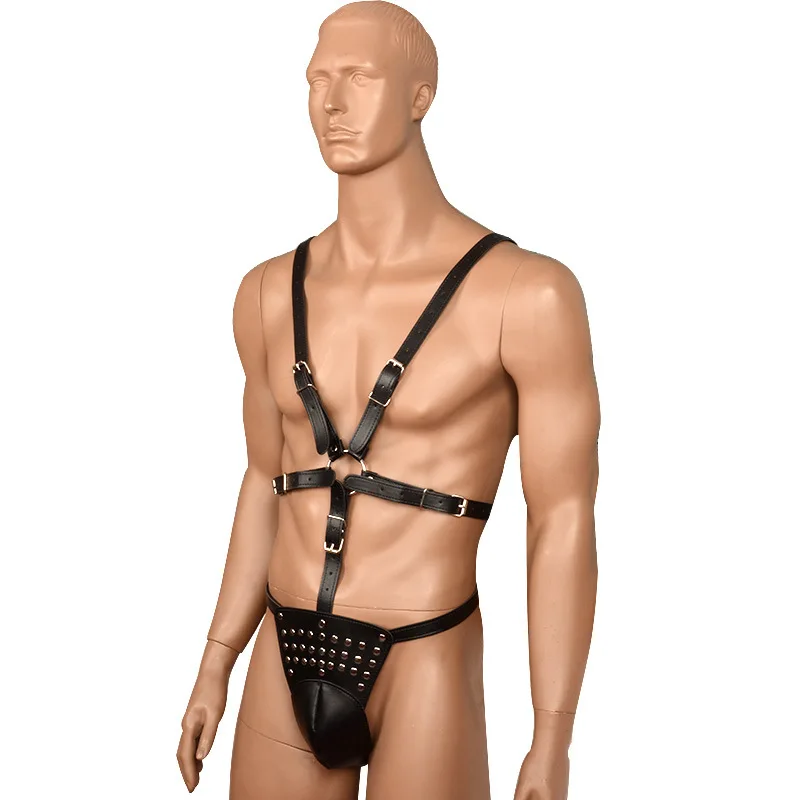 Male Bondage Chastity Pants Adult Sex Products Sexy Wearable Leather Bondage Belt Mens Bondage Harness