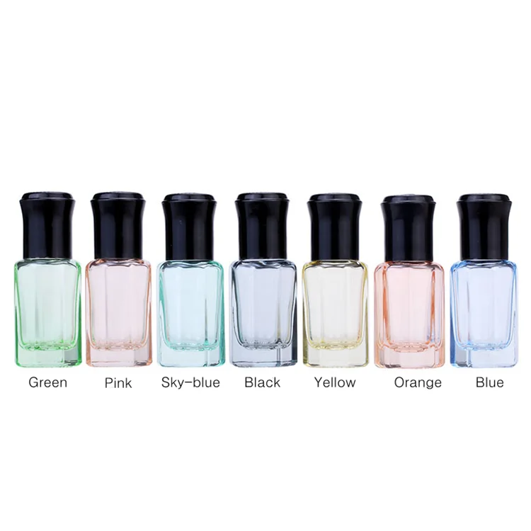 Wholesale 3ml 6ml Cosmetic perfume roller roll on bottle Mini Octagonal Shape Attar Essential Oil Glass Bottle