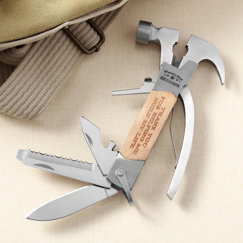 
 Новый многофункциональный молоток, многофункциональный инструмент, настраиваемый значок, портативный деревянный молоток с деревянной ручкой  