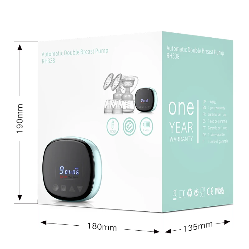 OEM Hospital Lactating Silicone Baby Double Automatic Electric Breast Milking Pump Machine with USB Cable Connector