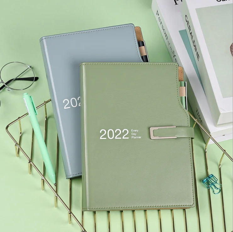 School Supplier Sells 2022 Latest Hardcover Pu Leather Calendar Notepad With Magnetic Buckle And Customizable Logo