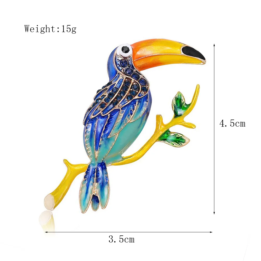 Korean Style Simple Fashion Giant Parrot Oil Dropping  Bird Brooch Enamel Glazed Parrot Brooch
