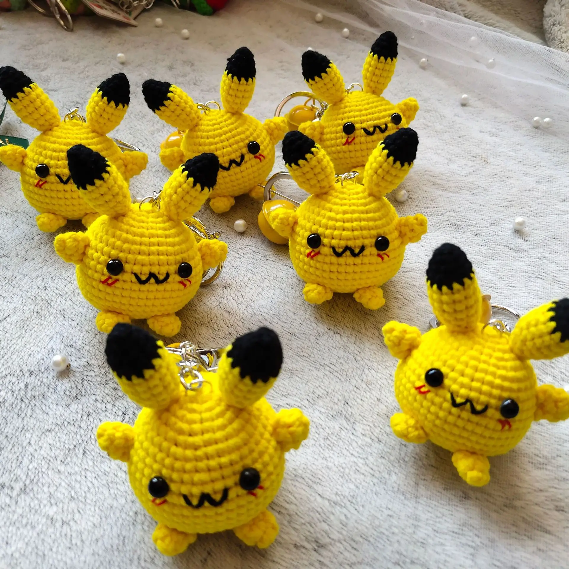 Lovely Cute Ornaments Crocheted Cartoon Amigurmi Keychains Crochet Orange Cats Crochet Cats Animal Keychain