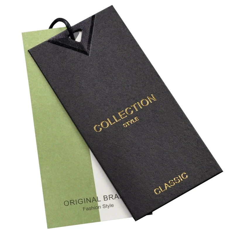 Custom garment hangtag embossed printing hang tag gold foil letter tag