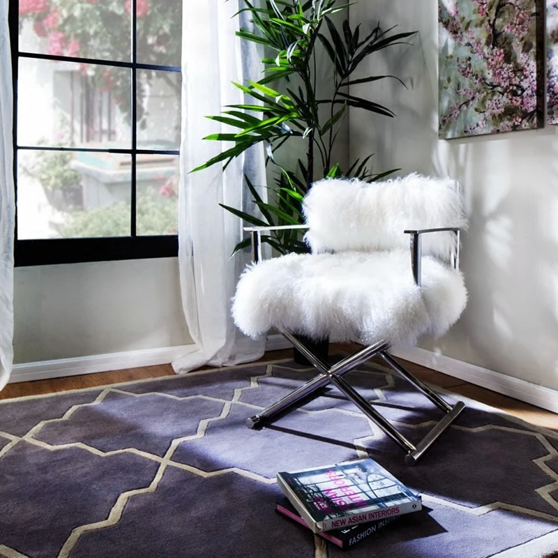 2021 light luxury single living room lounge chair with golden metal frame high-end appearance imported wool living room chair