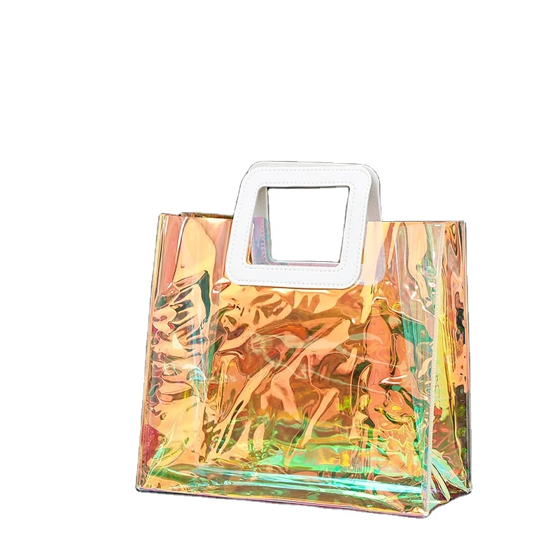 Factory direct sales PVC laser shooter bag logo fantasy internet celebrity transparent jelly handbag in stock