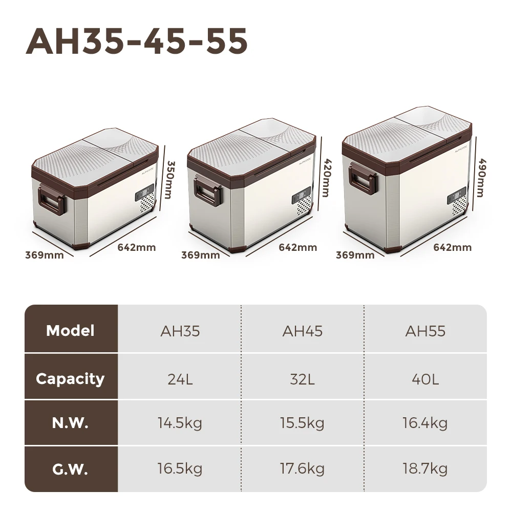 AH35 Alpicool Dual-zone 12V 24v Freezer fridge combo car Refrigerator Compact Metal casing Mini Car Fridge For Camping Outdoor