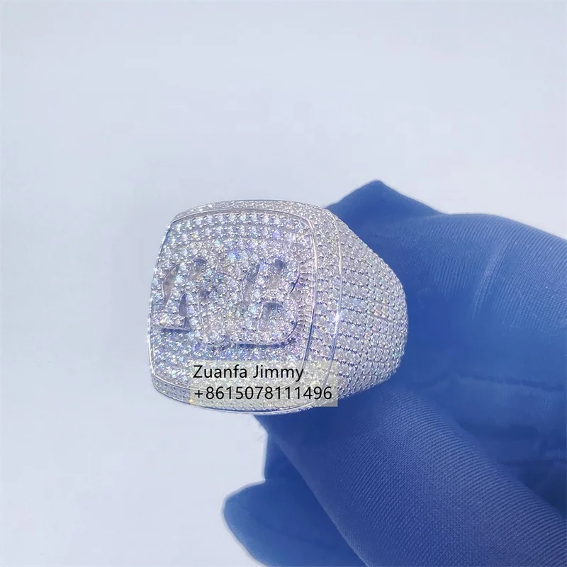 Hip Hop Ring Style Gold Color  Full with Iced Out VVS1 Moissanite Diamond Man  Champion Ring Pinky Ring