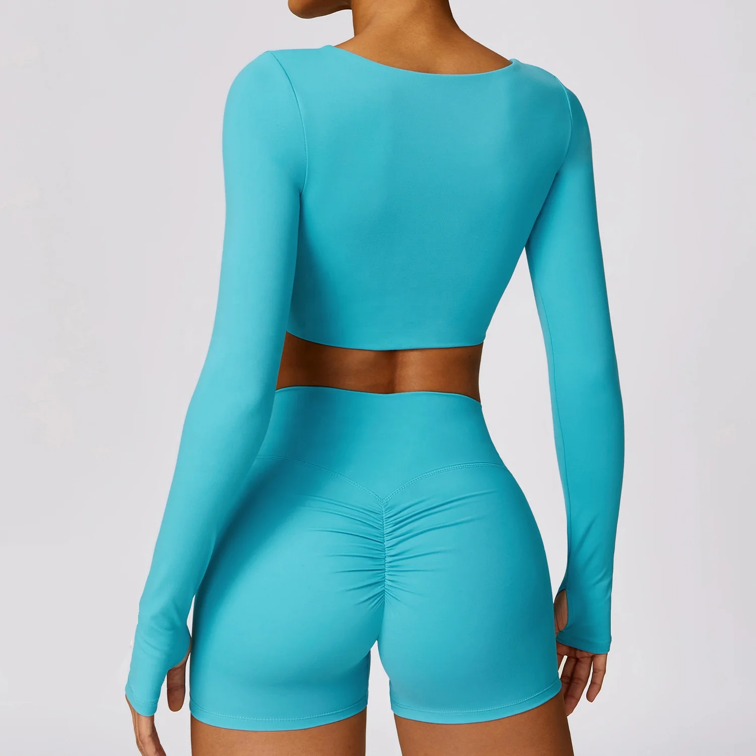 Women Long Sleeve Compression Stretchy Lightweight Crop Twist Yoga Tops